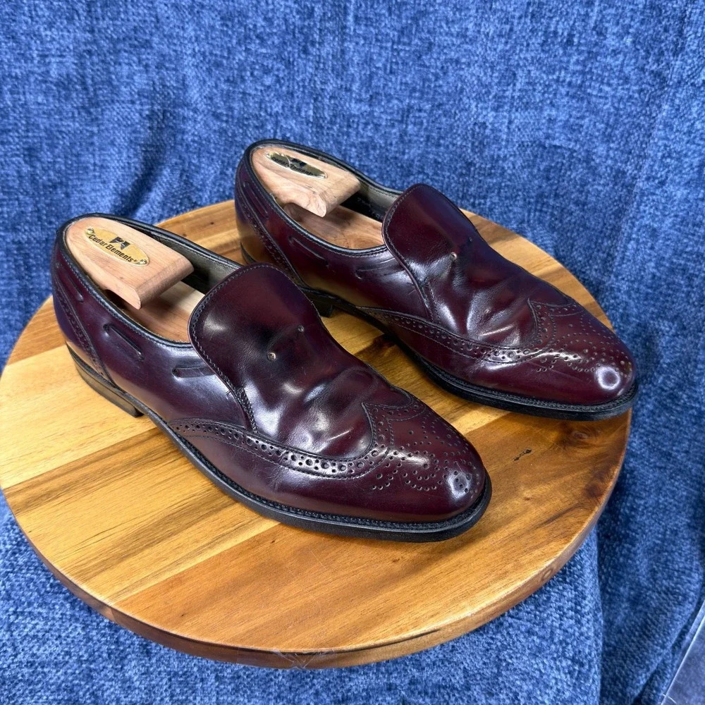 Vintage Dexter W688-4 Wingtip Loafers Mens 7.5 M Burgundy Leather USA Made